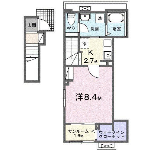 エスペランサ 俊(1K/2階)の間取り写真