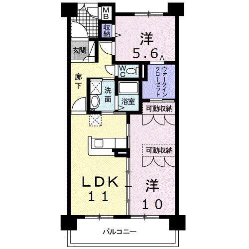 GRAND LEAGA(2LDK/6階)の間取り写真