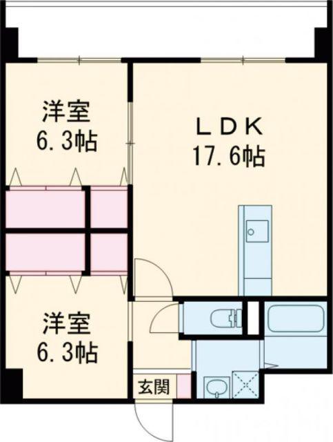 R.SIDE INARI(2LDK/4階)の間取り写真