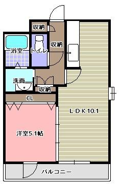サンシャインヒル壱番館(1LDK/4階)の間取り写真