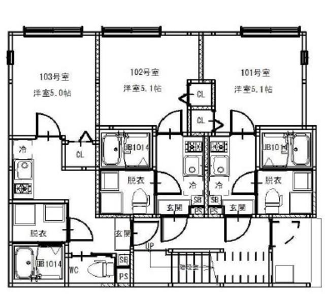 ZENITH 平井(1K/1階)の間取り写真