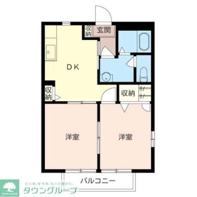 アフロディーテ(2DK/2階)の間取り写真