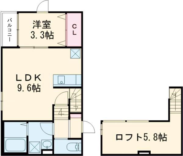 ソラーレJR久留米駅南(1LDK/1階)の間取り写真