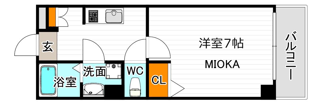 グランパシフィック阪南町(1K/7階)の間取り写真