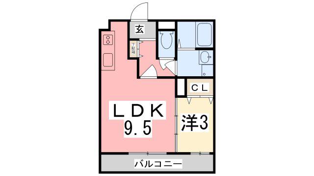 ローレルコート宮西(1LDK/1階)の間取り写真