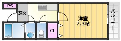 グリーンゲイブルズ大町(1K/2階)の間取り写真