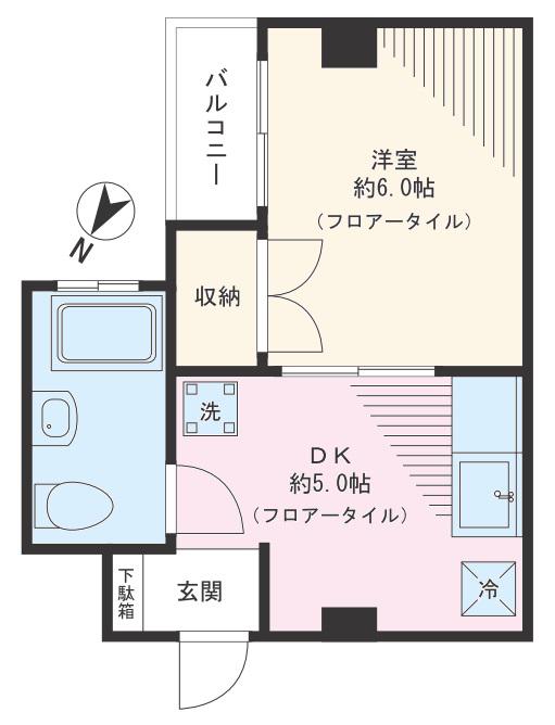 肴町旭ビル(1DK/3階)の間取り写真