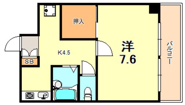 フルール名谷(1K/4階)の間取り写真