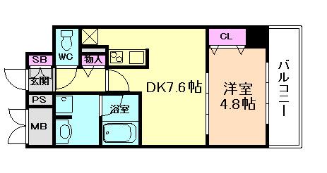 フォルテ福島(1DK/3階)の間取り写真