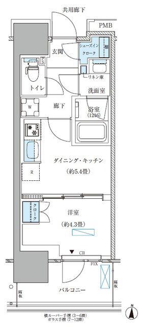 パークアクシス西大島コンフォートスクエア(1DK/11階)の間取り写真