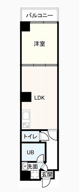 LANDMARK NAMBA EBISUCHO 602(1LDK/6階)の間取り写真