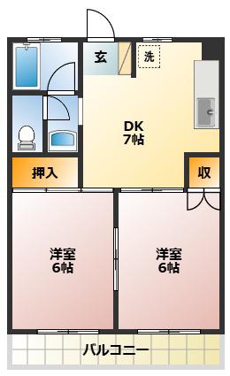 常盤台コーポ(2DK/3階)の間取り写真