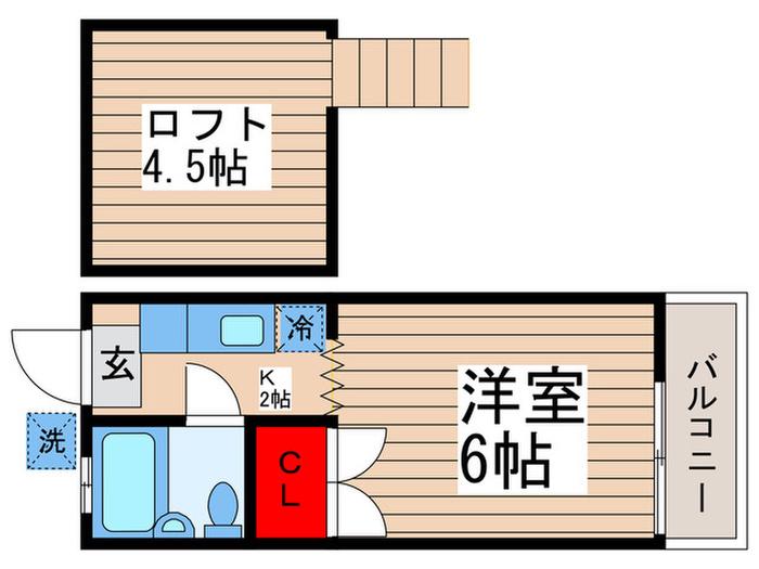 南ホワイトハウス(1K/2階)の間取り写真