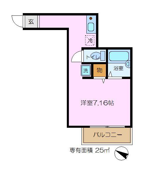 サンパレス大川II(ワンルーム/2階)の間取り写真