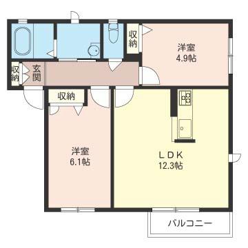 サングリーン清住C(2LDK/2階)の間取り写真