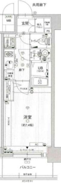 エスリード松屋町サウス(1K/11階)の間取り写真