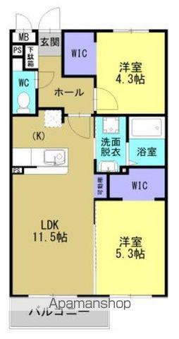 ARTH平松(2LDK/2階)の間取り写真