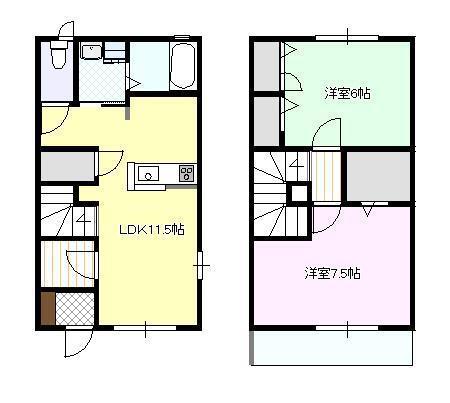 レトアテラス西柳(2LDK/1階)の間取り写真