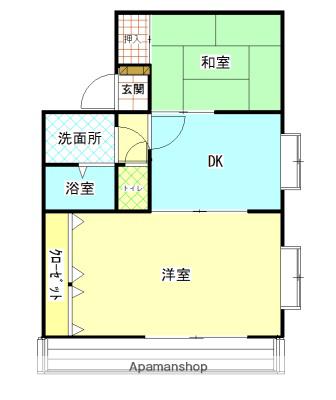 ハイム一松(2DK/2階)の間取り写真