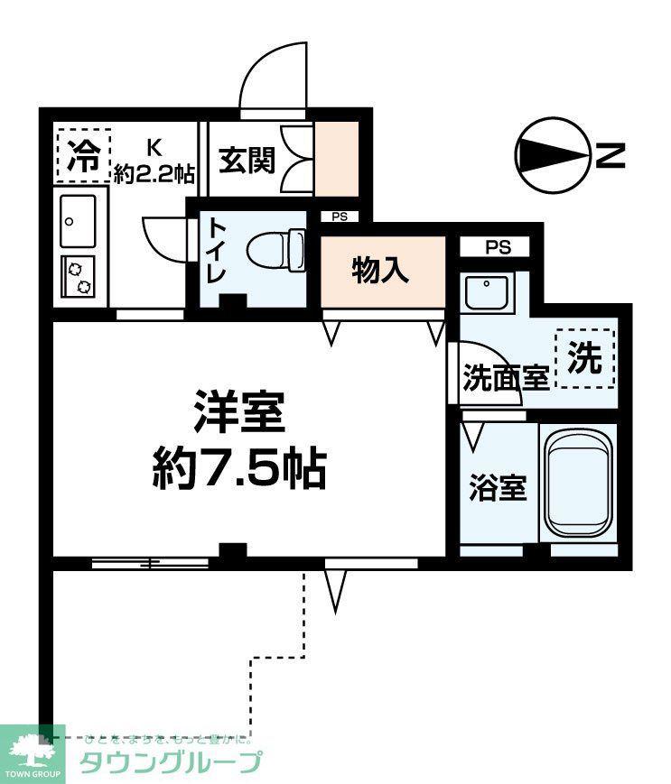 MENUETT恵比寿南(1K/1階)の間取り写真