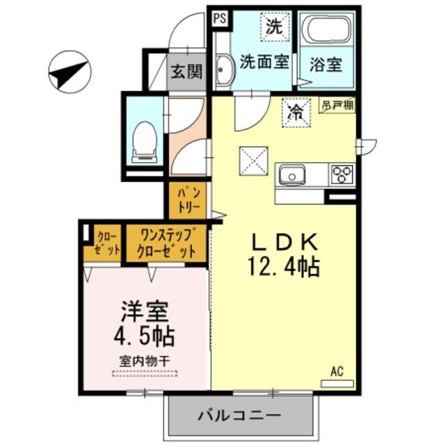 カピトロ(1LDK/1階)の間取り写真