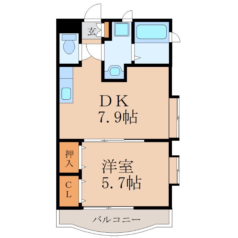 サムシング23(1DK/3階)の間取り写真