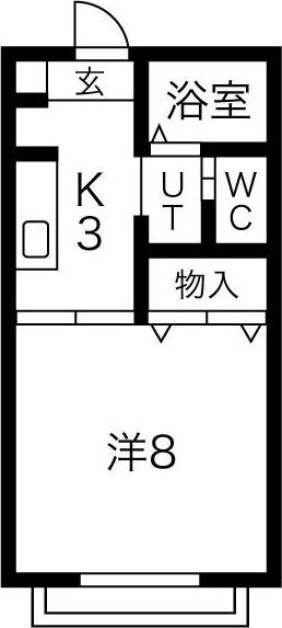 タウンコートA(1K/1階)の間取り写真