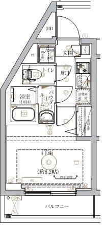 ベルシード武蔵小杉ノース(1K/3階)の間取り写真