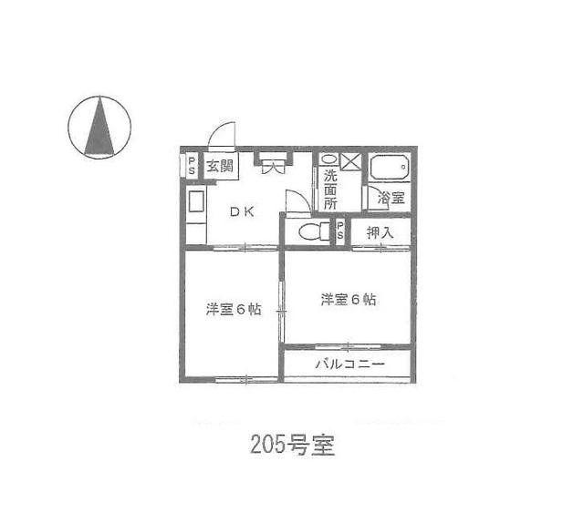 パークサイド壱番館(2DK/2階)の間取り写真