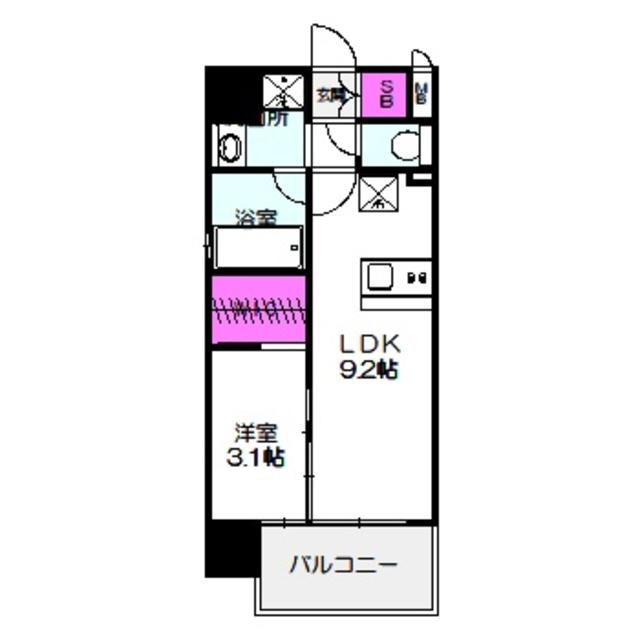 ヴィラセレーノ森小路(1LDK/2階)の間取り写真