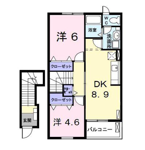 サザンウィンド PARTVI(2LDK/2階)の間取り写真