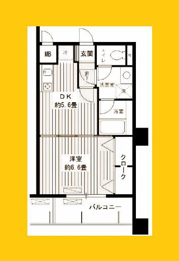 ラフィーネ港北(1DK/2階)の間取り写真