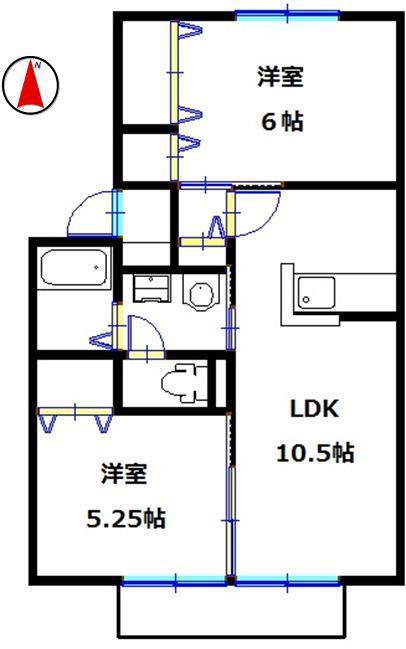 グランドゥールニシキ(2LDK/1階)の間取り写真