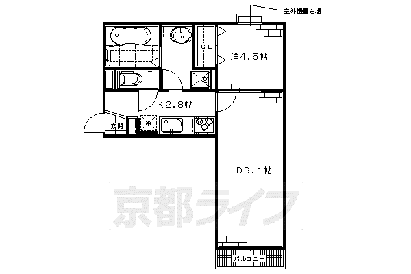 グラシア洛水(1LDK/3階)の間取り写真