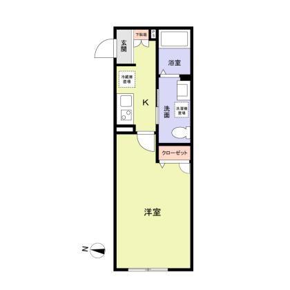 FLORENTIA W(1K/2階)の間取り写真