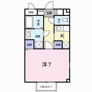 ヴィラージュD(1K/2階)の間取り写真