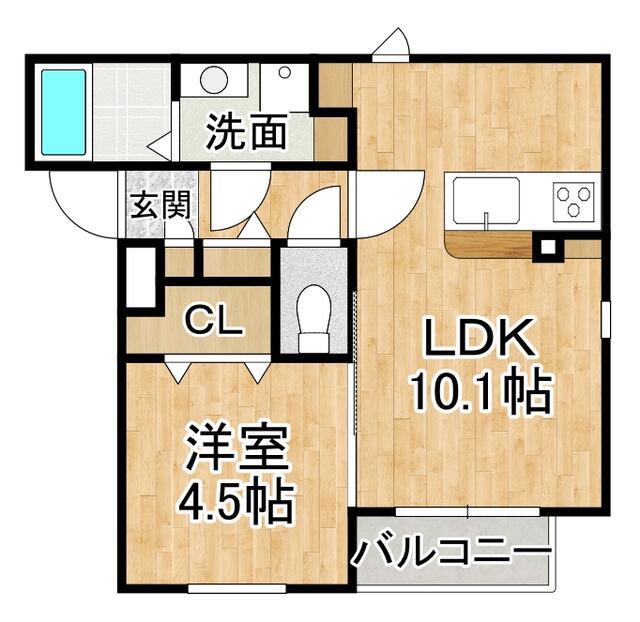 ユーズフォレシア小頭町(1LDK/2階)の間取り写真