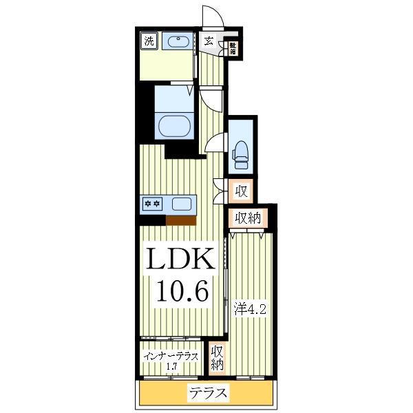 パルク フェルメ(1LDK/1階)の間取り写真