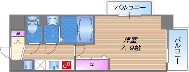 LUXE森之宮(1K/9階)の間取り写真