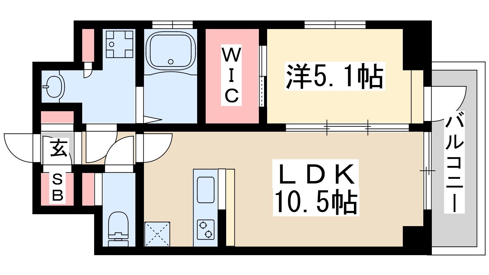 スプランディッド江坂Ⅲ(1LDK/2階)の間取り写真