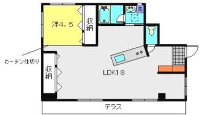 ラ・ピラミッド(1LDK/1階)の間取り写真