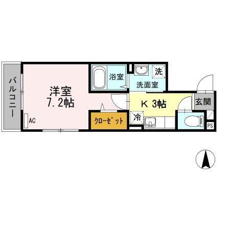 ソレアード(1K/2階)の間取り写真