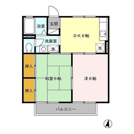 カーサ旭(2DK/2階)の間取り写真