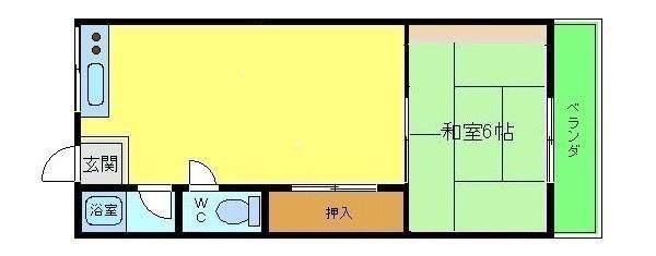 木下ハイツ(1LDK/2階)の間取り写真