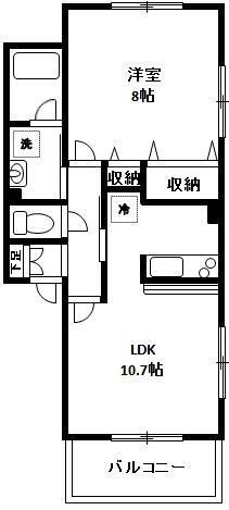 ウエストコンセルト(1LDK/3階)の間取り写真