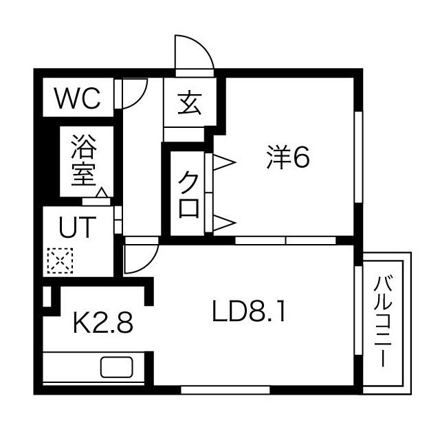 ハイローゼ学園前(1LDK/4階)の間取り写真