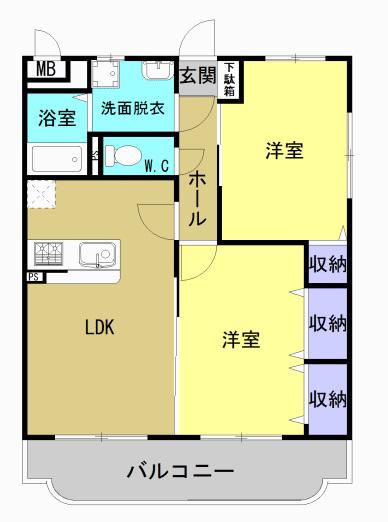 アスタリスク城西(2LDK/1階)の間取り写真