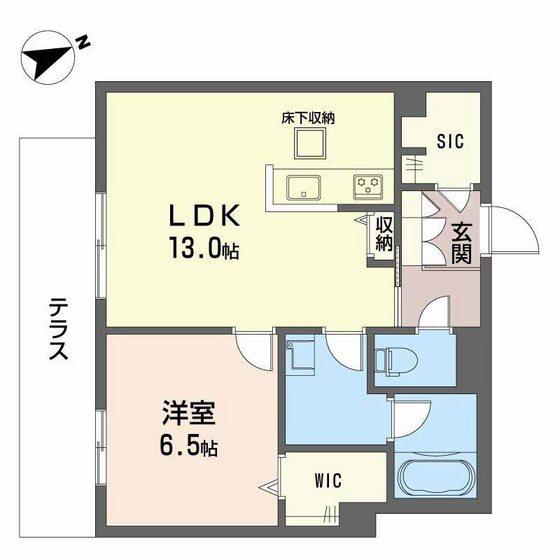ADONIS長束(1LDK/1階)の間取り写真