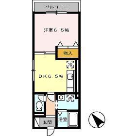 クレールニシヤマ(1DK/2階)の間取り写真