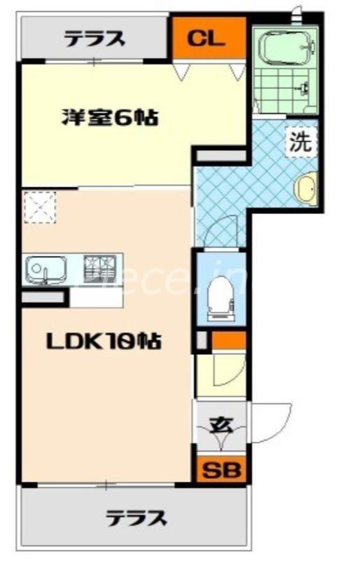 インフィニティ北川口(1LDK/1階)の間取り写真